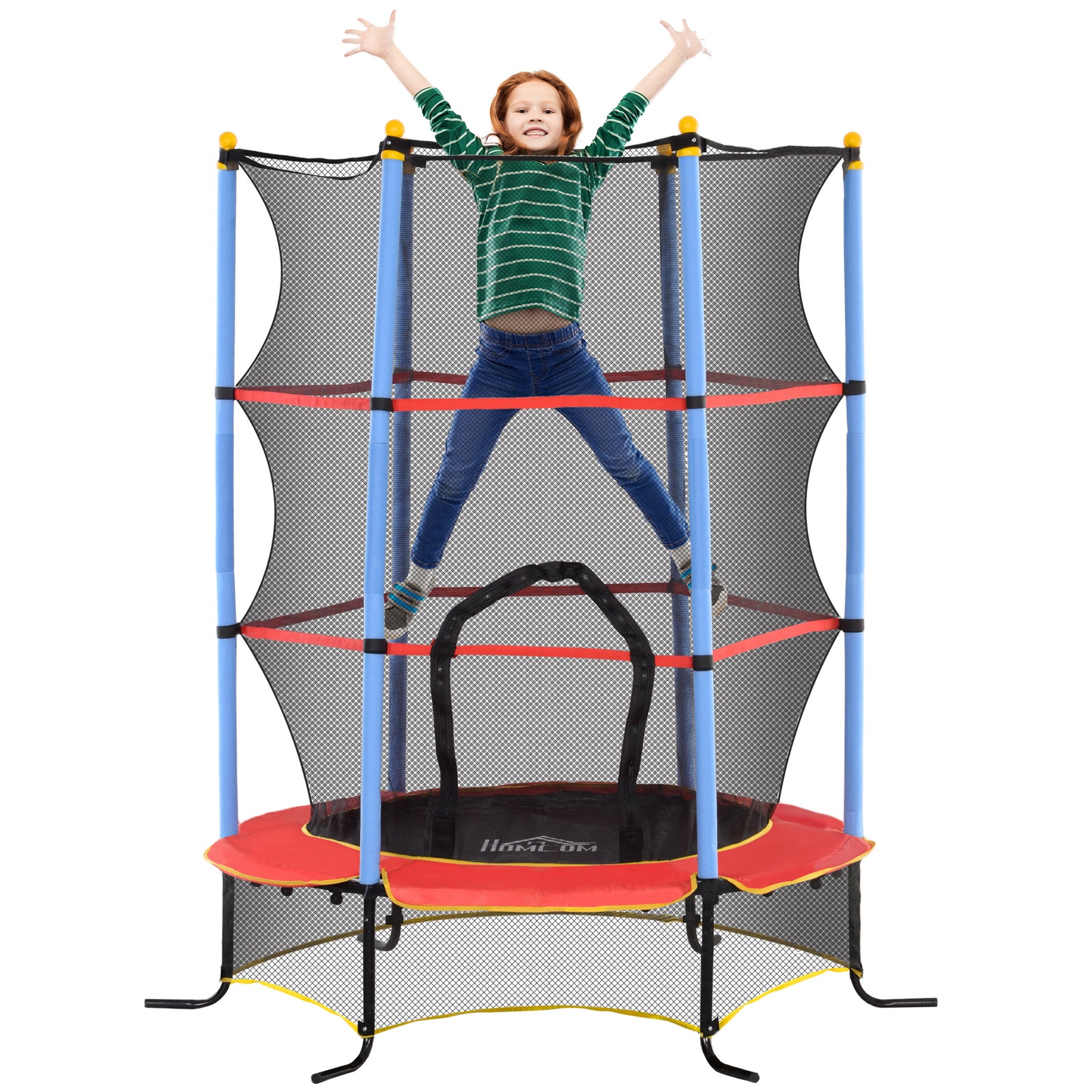 Trampoline For Kids W/enclosure Net Built-in Zipper 3-10 Year