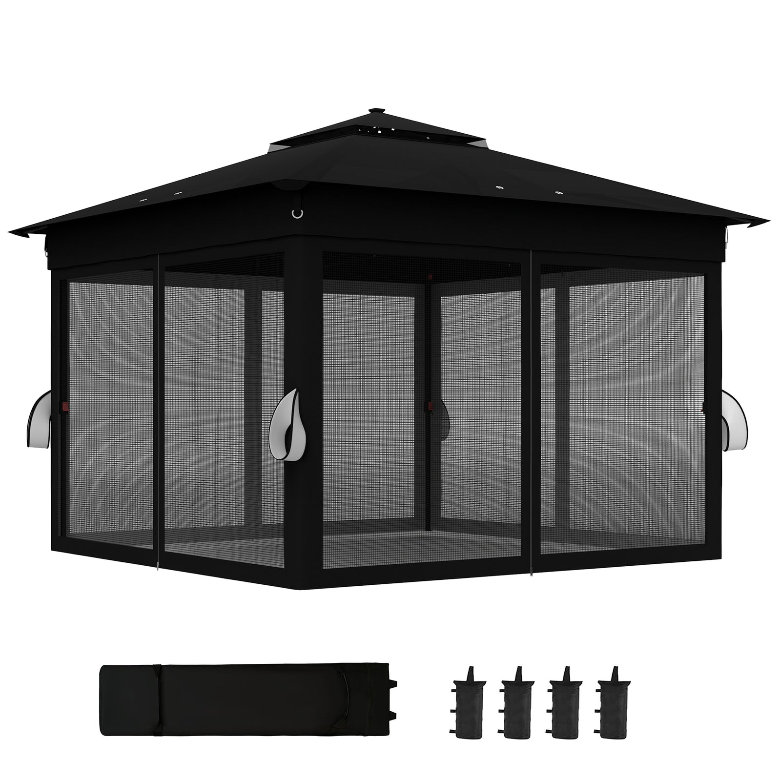 3x3(m) Pop Up Gazebo W/ Solar-powered Led Lights Netting