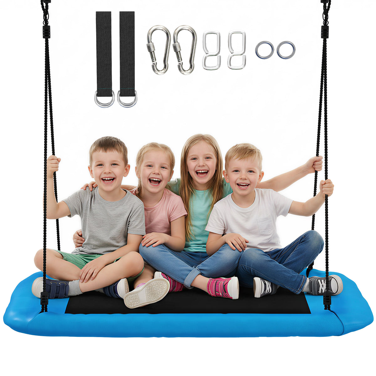 AIYAPLAY Nest Swing With Adjustable Ropes For Kids, Blue