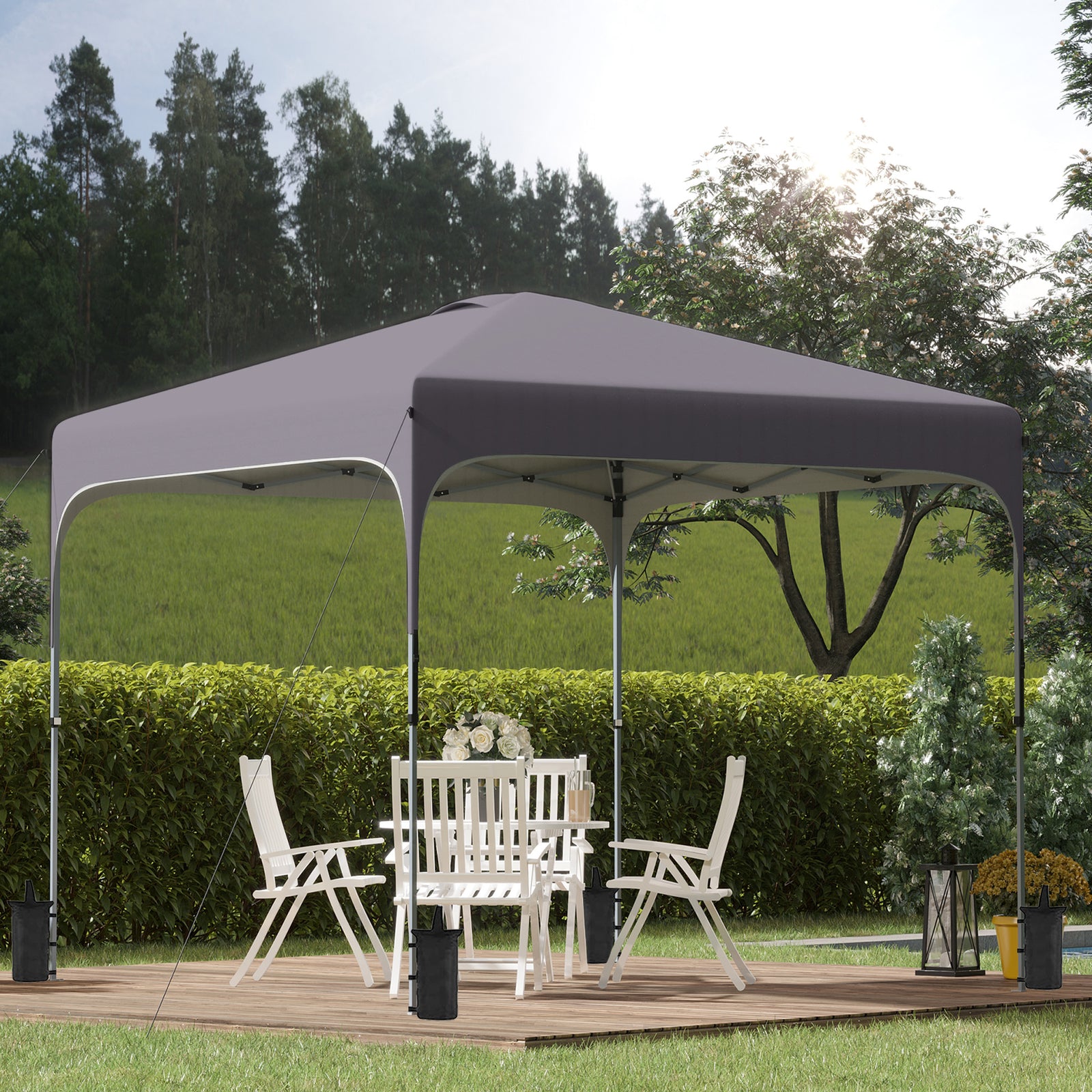 Pop Up Gazebo Foldable With Wheeled, Bag And 4 Weight Bags | Dark Gray