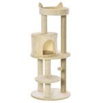 4 Tiers 104cm Cat Tree W/ Scratching Posts Perches  Hanging Ball | Beige