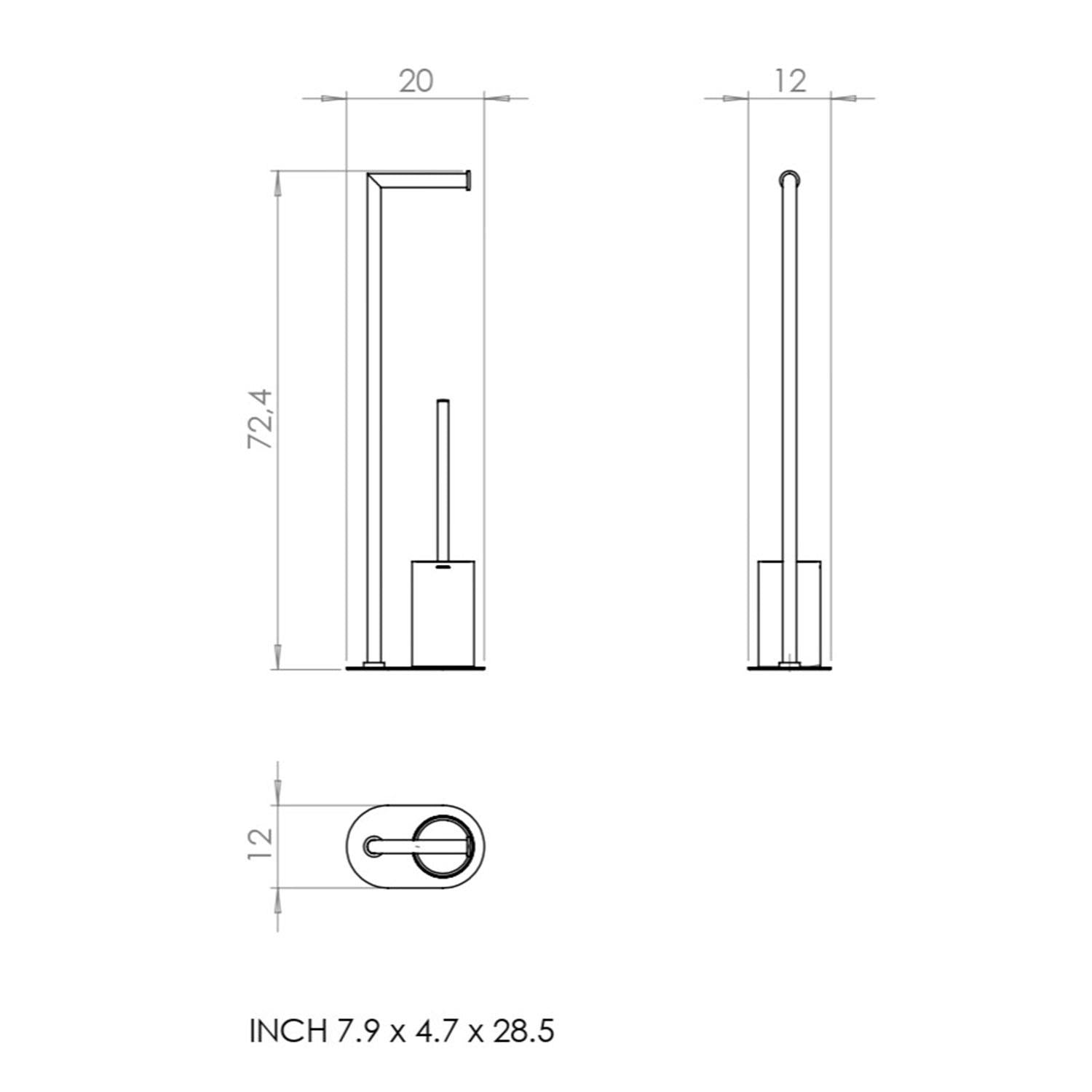 Paper Holder With Toilet Brush, Matt White, Architect S+ Collection