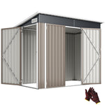Outdoor Storage Shed, 7.5 X 4.3ft Metal Garden Shed | Light Grey