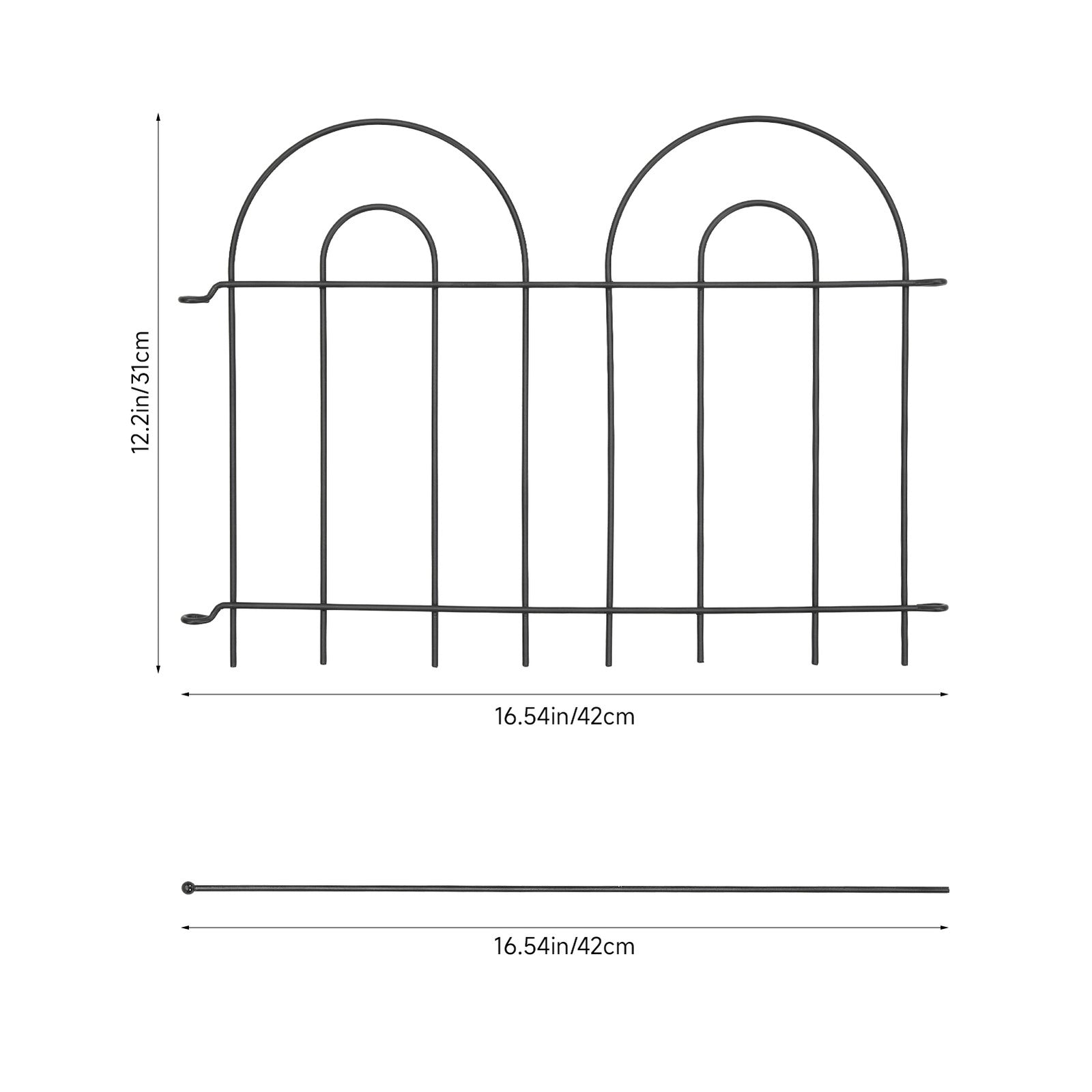 Breeins 10pcs Decorative Metal Garden Fence Panels With Double Arch Design