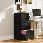 3 Drawer File Cabinet With Lock And Adjustable Hanging Bars | Black