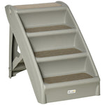 Four-step Foldable Pet Stairs W/ Non-slip Mats, For S, Xs Dogs | Gray
