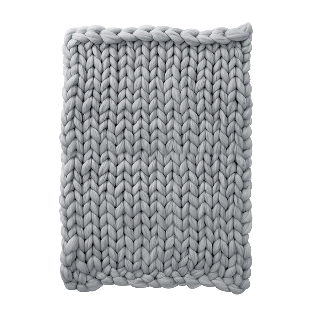 Chunky Knit Throw Blanket – Handwoven Soft Thick Yarn Blanket For Couch, Bed | Large | Grey