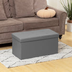 Storage Ottoman Bench, 89l Pu Leather Folding Foot Rest | Grey