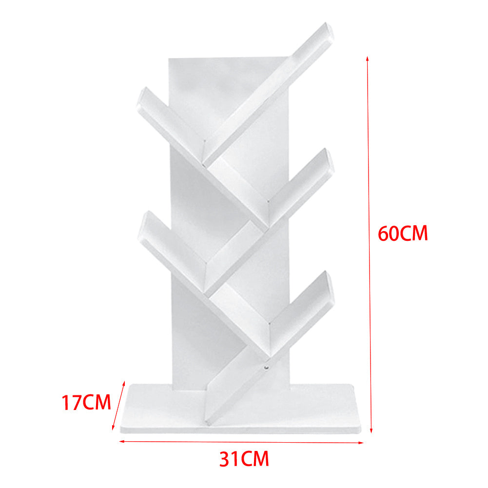 Rustic Standing Tree Bookshelf Wood Display Rack | White