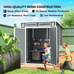 6 X 6 Ft Plastic Garden Shed With Floor, Lockable Doors | Grey