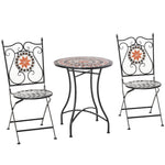 3pcs Garden Set 1 Ceramic Tile Table And 2 Foldable Chairs