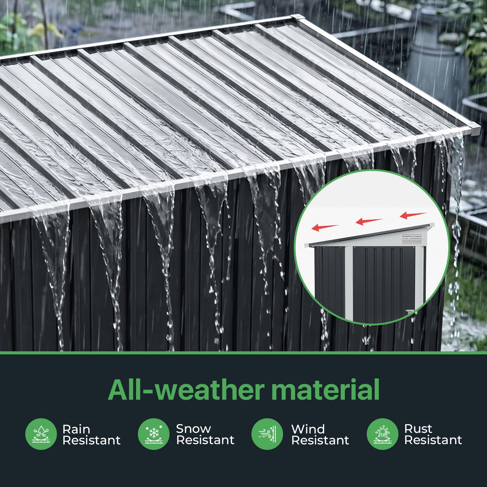 Breeins 4x9 Ft Pent Roof Garden Tool Shed Outdoor Patio Storage House
