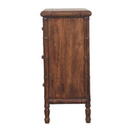 Solid Wood Bamboo Carved Chest, 3 Drawers, Dark Brown
