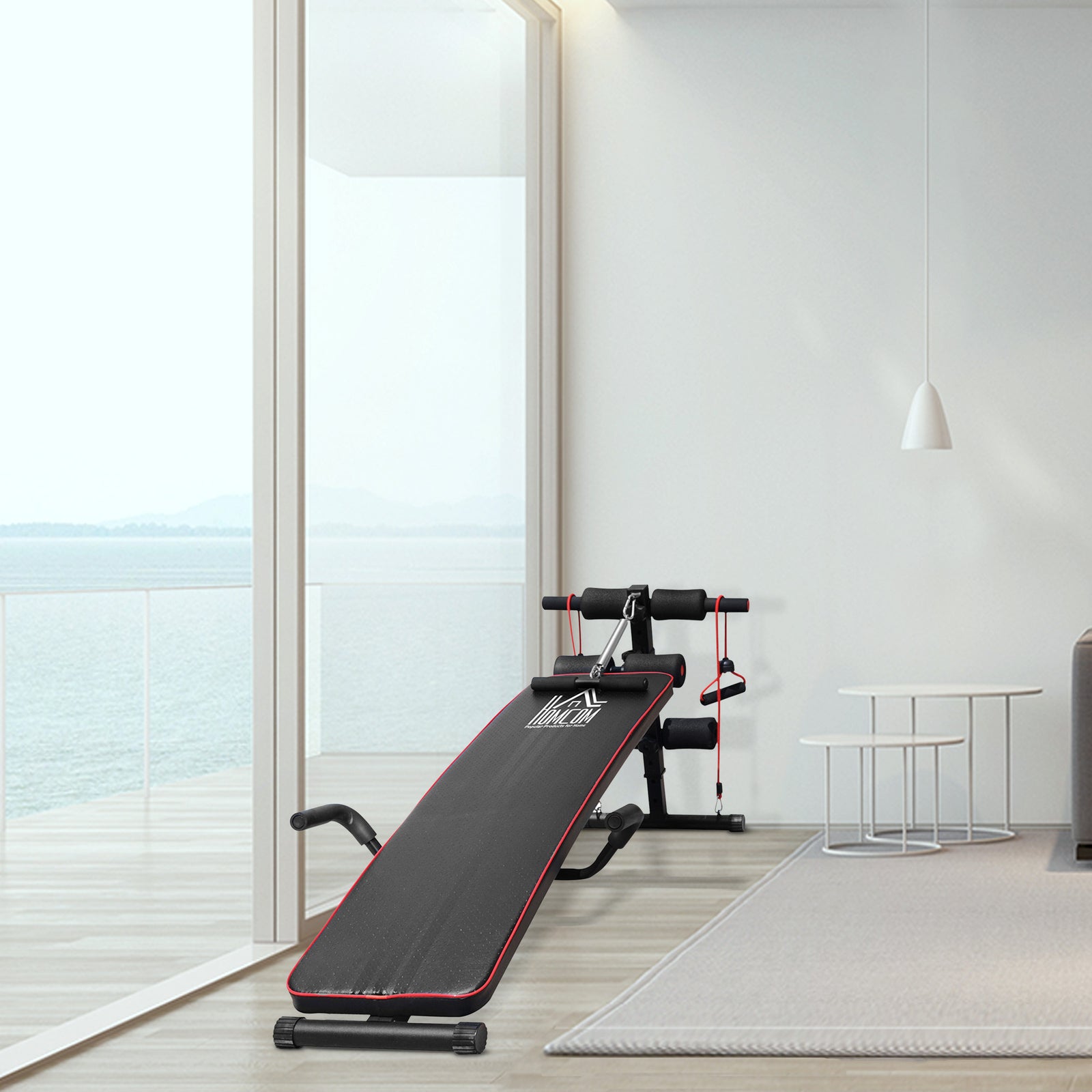 Sit Up Bench With Adjustable Thigh Support - Black | Black