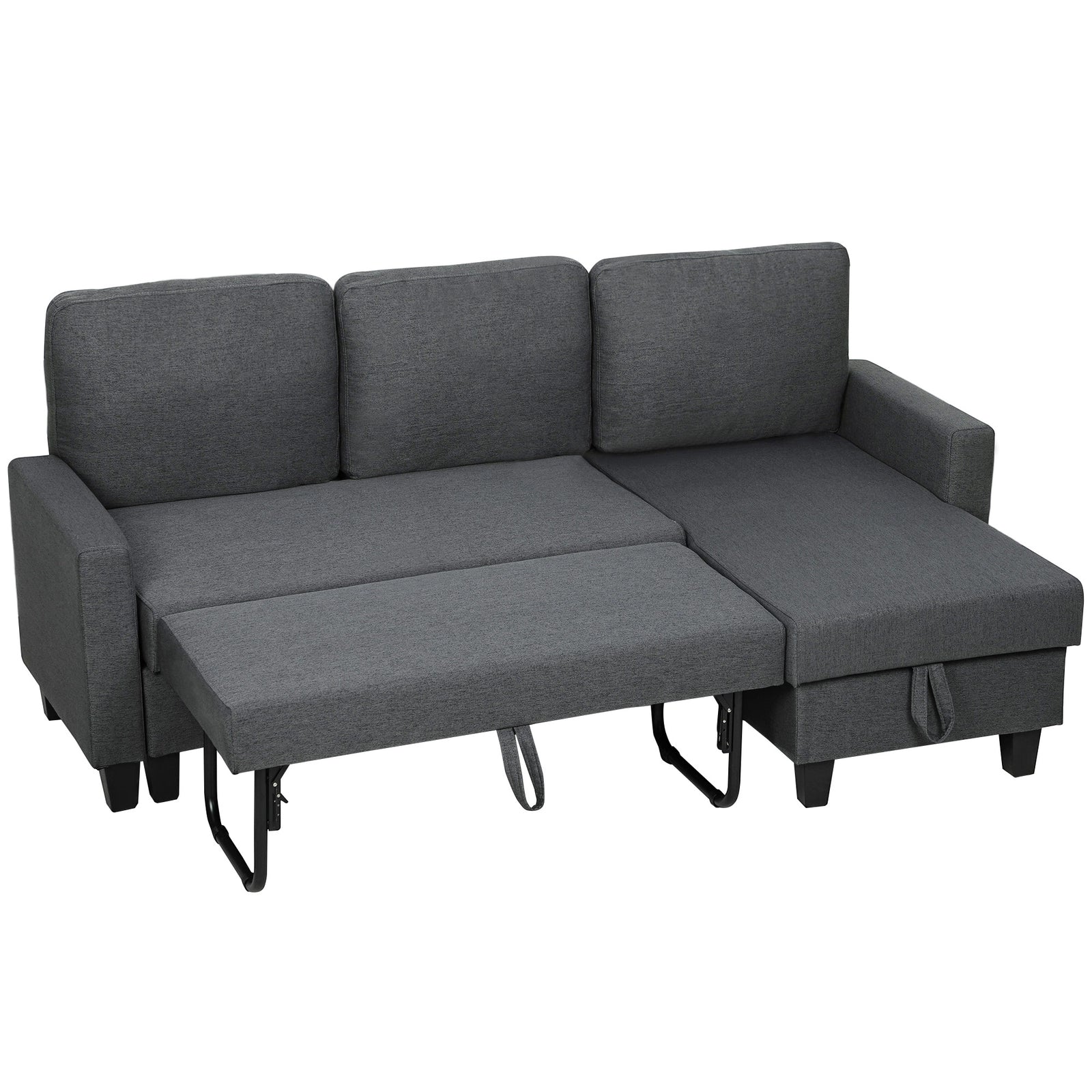 Fold-out Convertible Sofa Bed With Removable Covers | Charcoal Grey