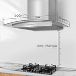 60cm Chimney Cooker Range Hood Kitchen Extractor With 3-speed Modes | Silver