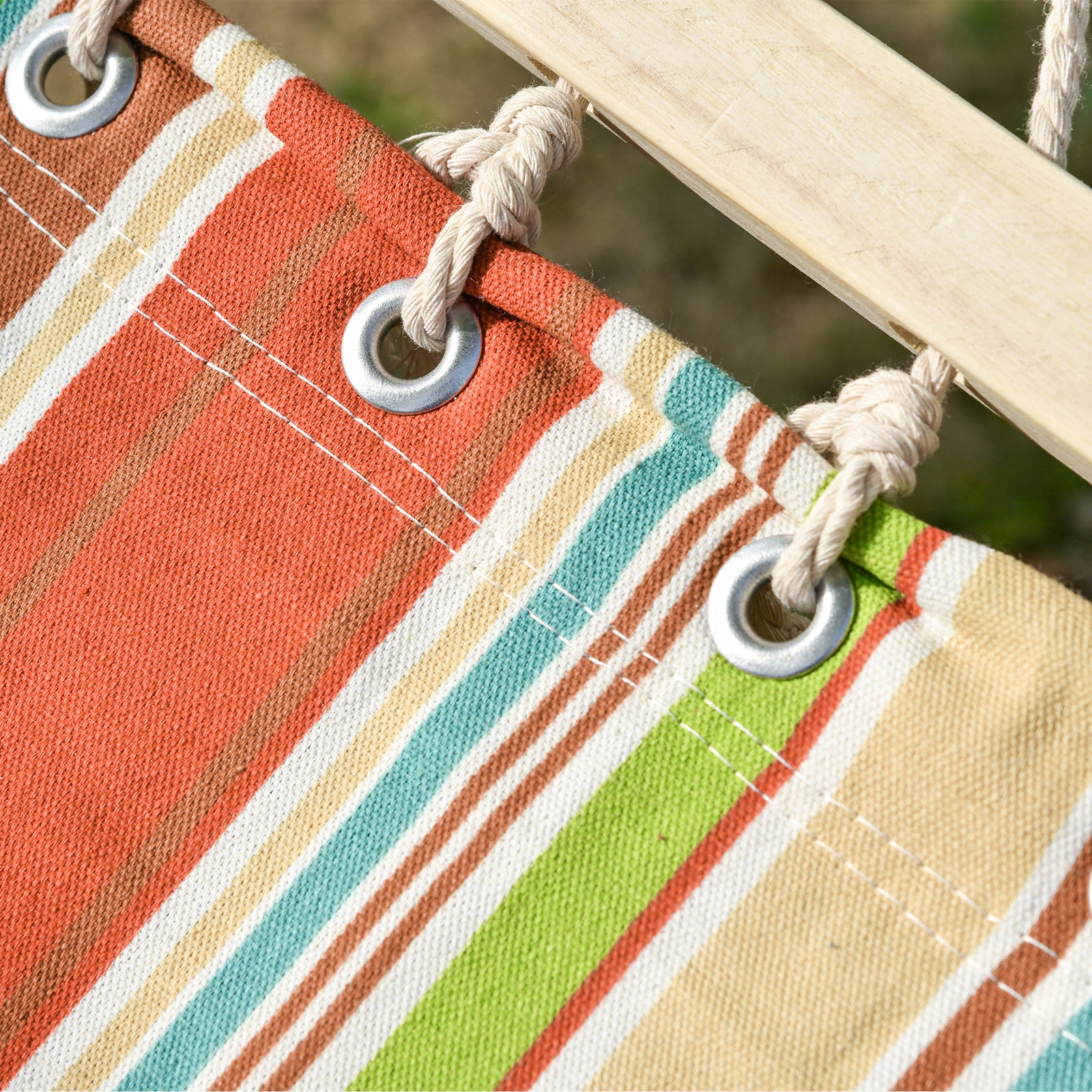 Double Cotton Hammock Camping Stripe Hanging Bed With Pillow
