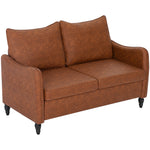 Two-seater Sofa, Modern Small Sofa With Solid Wood Legs | Brown