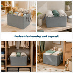 Collapsible Laundry Bags 2 Pack 35l Fabric Storage Baskets With Handles | Grey