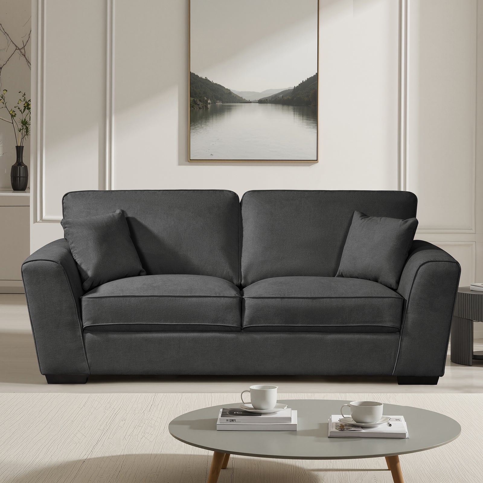 Arlington Soft Fabric 3 Seat Sofa | Charcoal Grey