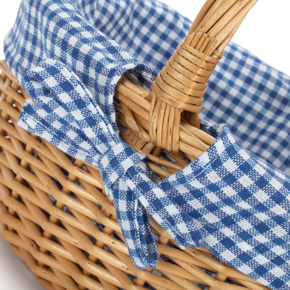 Wicker Shopping Basket Buff Willow Oval Shopper | Blue