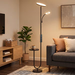 Uplighter Floor Lamp With Table, Dual Light Dimmable Standing Lamp