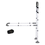 Adjustable Bed Rail With Led Sensor Light Storage Pocket Bed Handle Guard