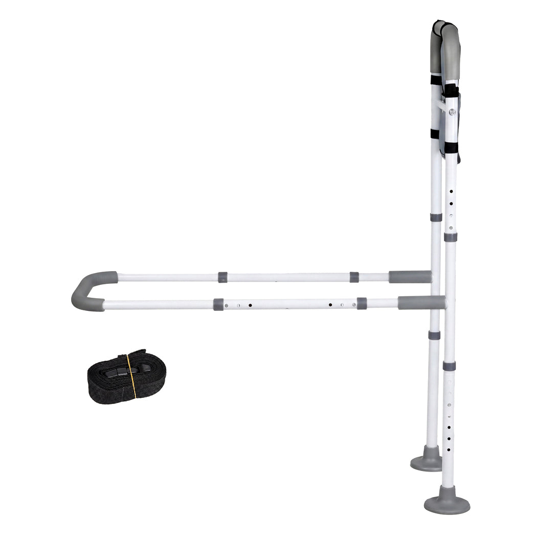 Adjustable Bed Rail With Led Sensor Light Storage Pocket Bed Handle Guard