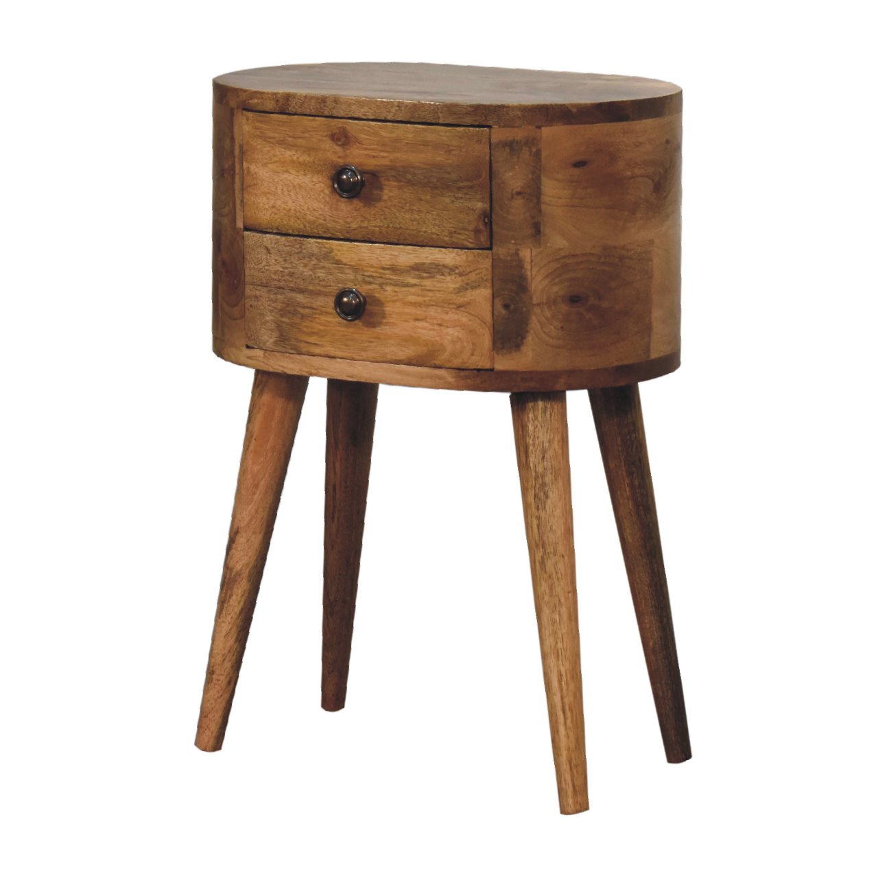 Solid Wood Mini Oak-ish Rounded Bedside Table