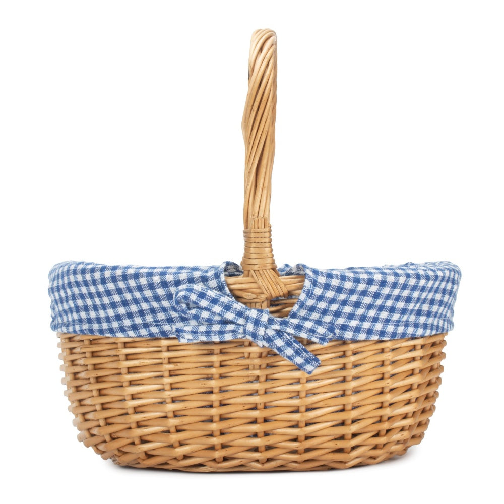 Wicker Shopping Basket Buff Willow Oval Shopper | Blue