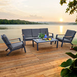 Malibu Aluminium 5 Seat Lounge Set In Grey With Olefin Cushions & Syn-teak Arms | Grey