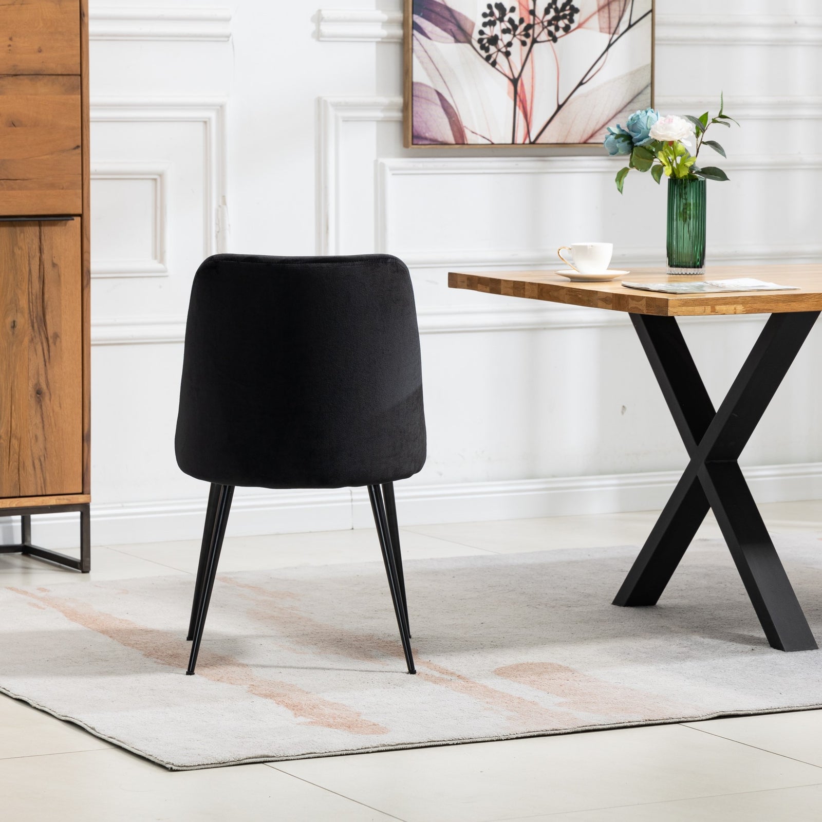 Set Of 2 Morandi Velvet Dining Chairs | Black