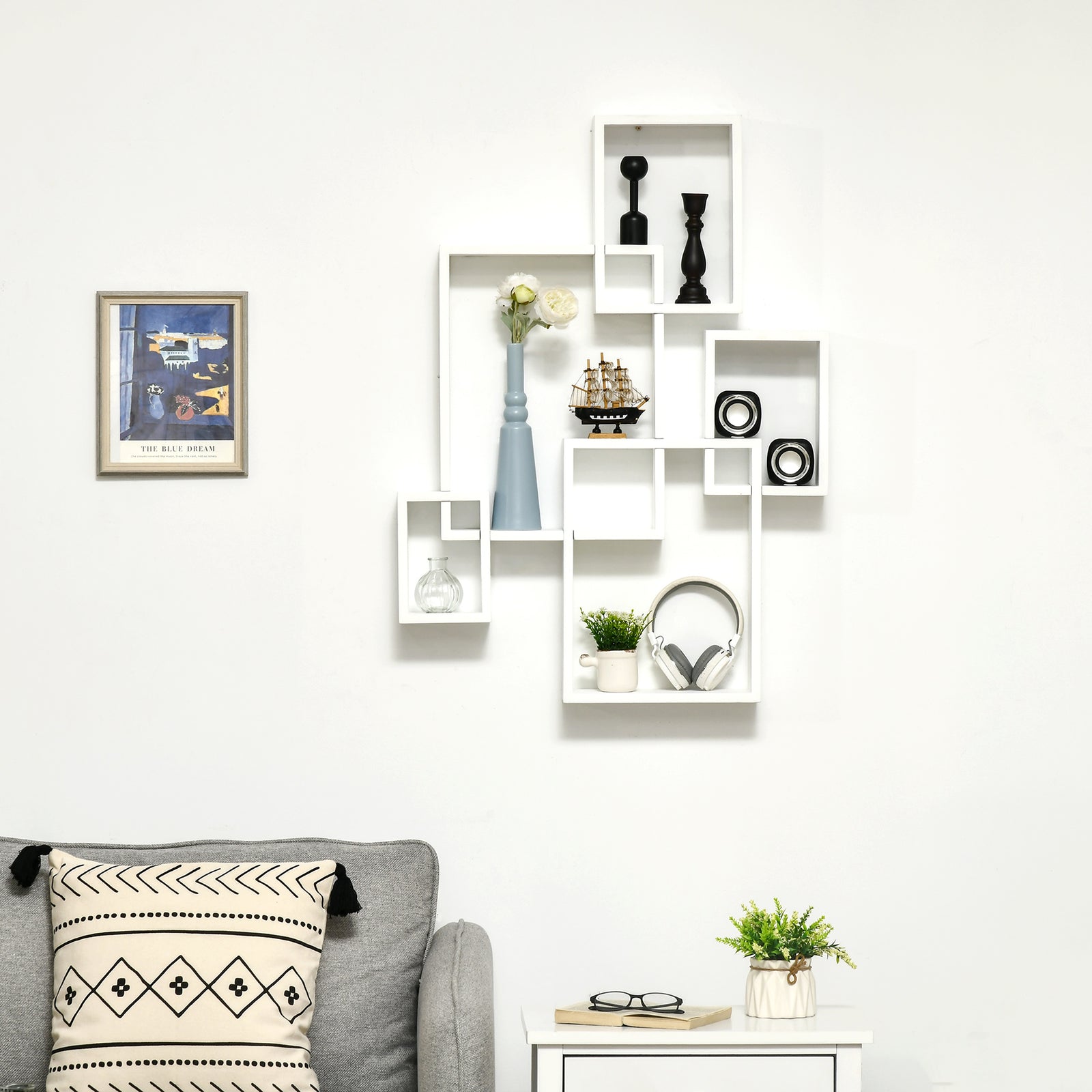 Floating Shelves, Interlocking Cube Shelves For Decoration | One Size | White
