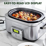 Elite 8-in-1 6l Slowcooker With Pfas-free Ceramic Non-stick Coating | Silver