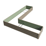 L-shaped Galvanized Steel Raised Garden Bed | One Size | Brown