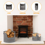Livivo 3 Piece Fireplace Log & Kindling Storage Bucket Set