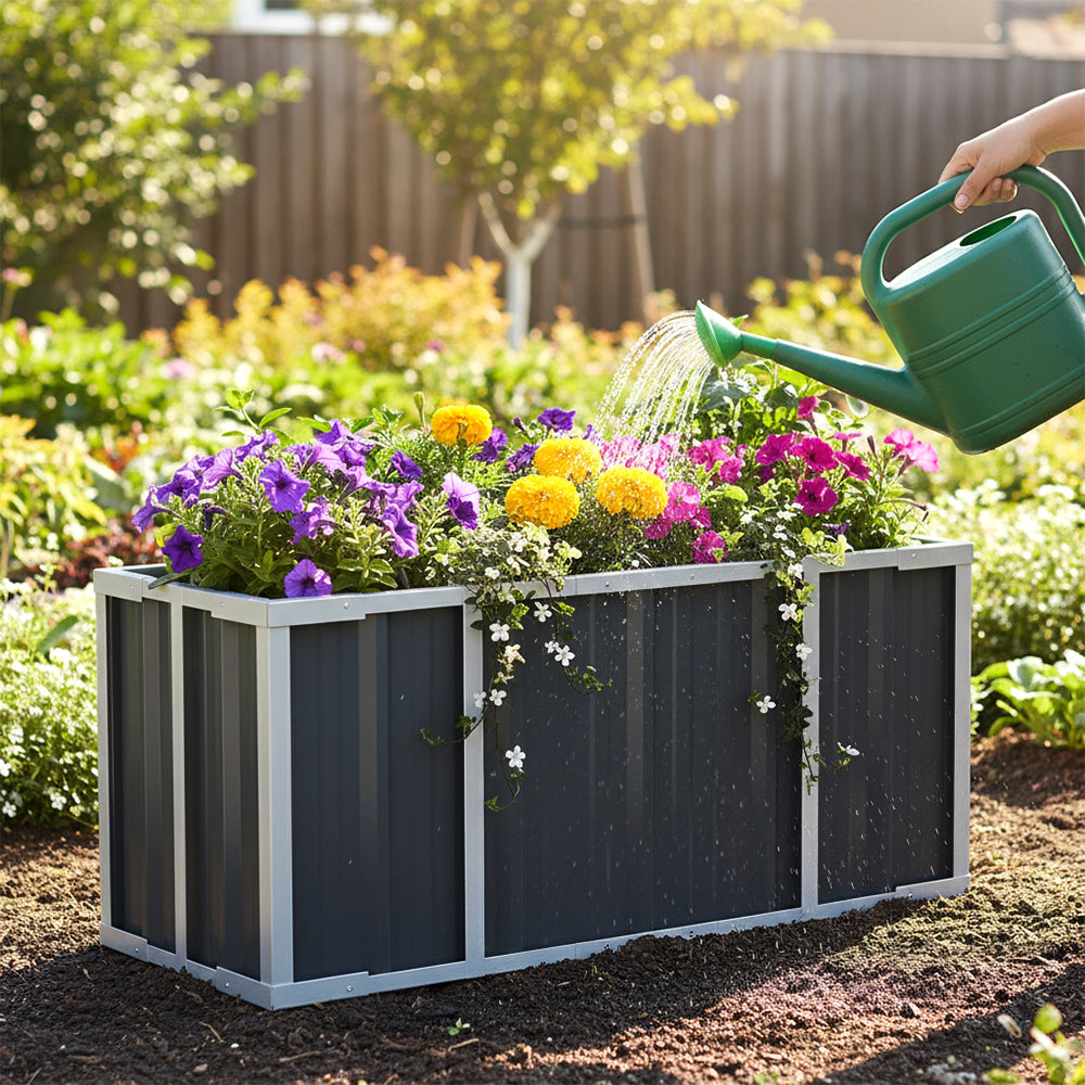 Anthracite Grey Raised Garden Bed Galvanized Raised Garden Bed Outdoor Heightened Steel Metal Planter Box | Small