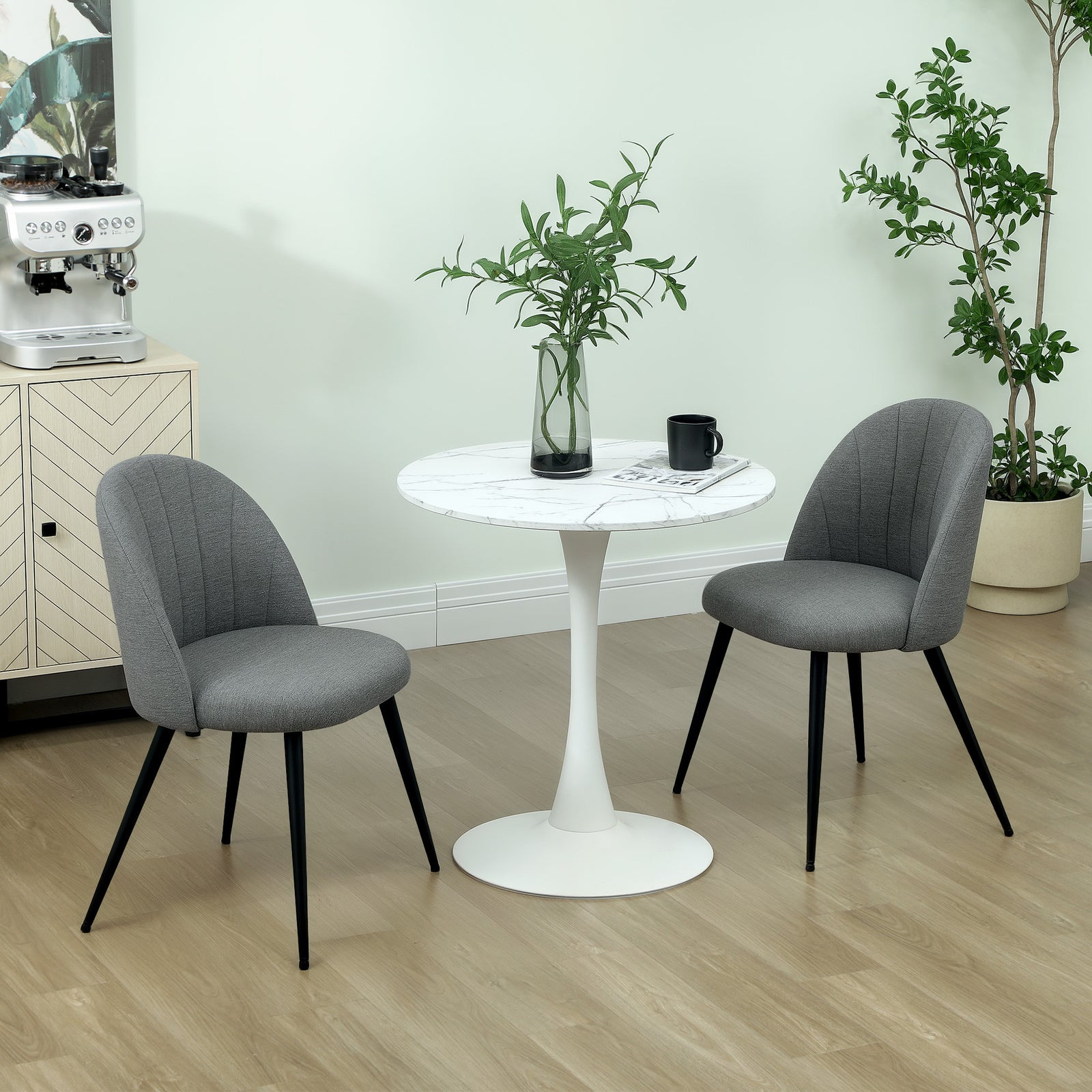 Set Of 2 Dining Chairs With Shell Backrest And Padded Seat | One Size