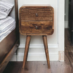 Solid Wood Mini Curved Grey Washed Bedside
