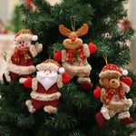 4 Pieces Christmas Tree Ornament Snowman Santa Claus Elk And Bear Shape Xmas Dolls