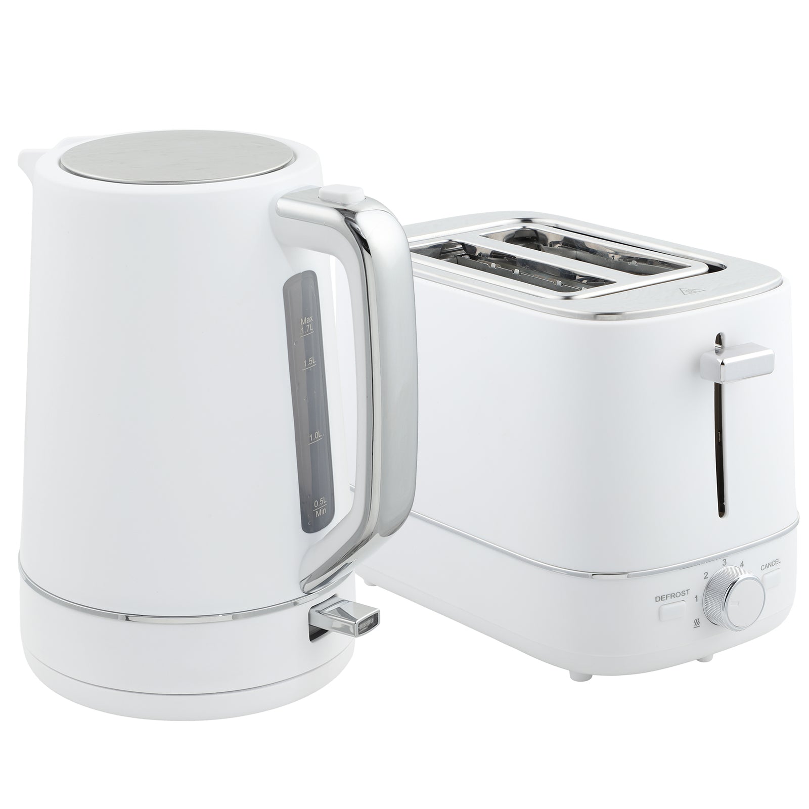 1.7l 3000w Fast Boil Electric Kettle And 2 Slice Toaster Set | White