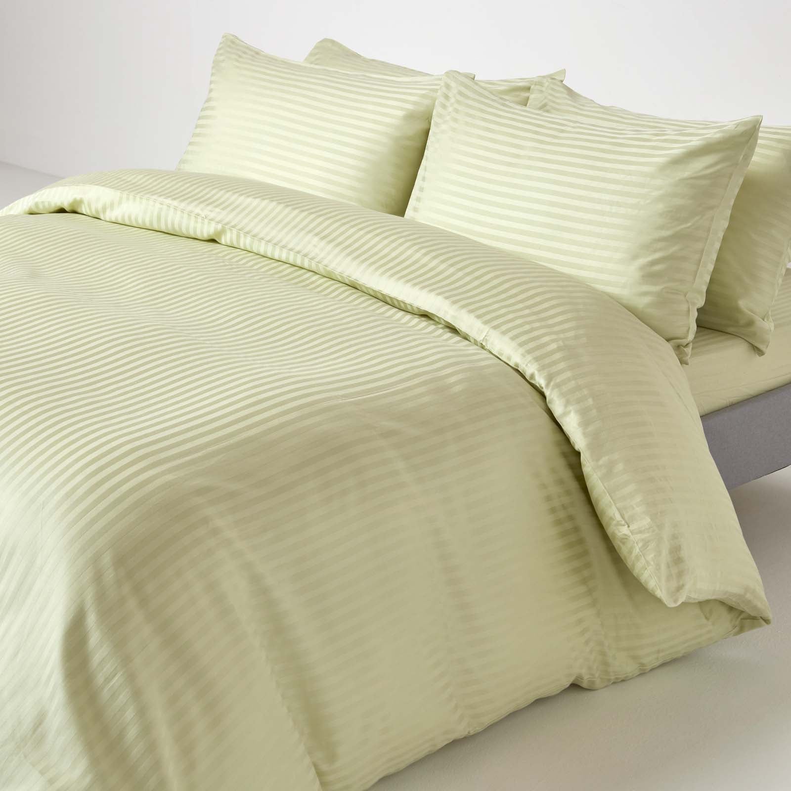 Egyptian Cotton Satin Stripe Fitted Sheet 330 Tc | Single | Sage Green