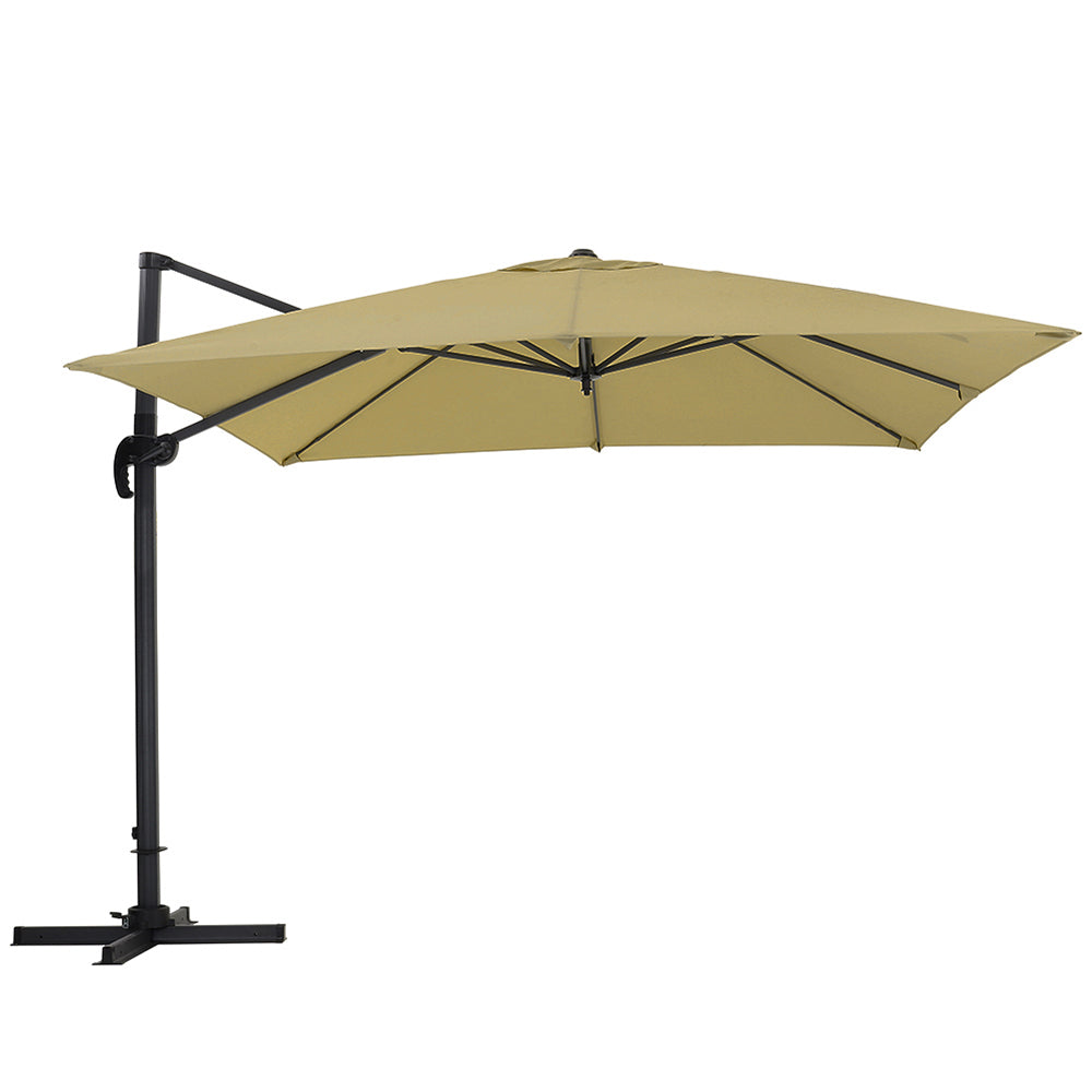 Large Square Patio Parasol With Durable Polyester Canopy, Pa Waterproof Coating, Adjustable Height, 360° Foot Pedal Rotation With Cross Base | One Size | Taupe
