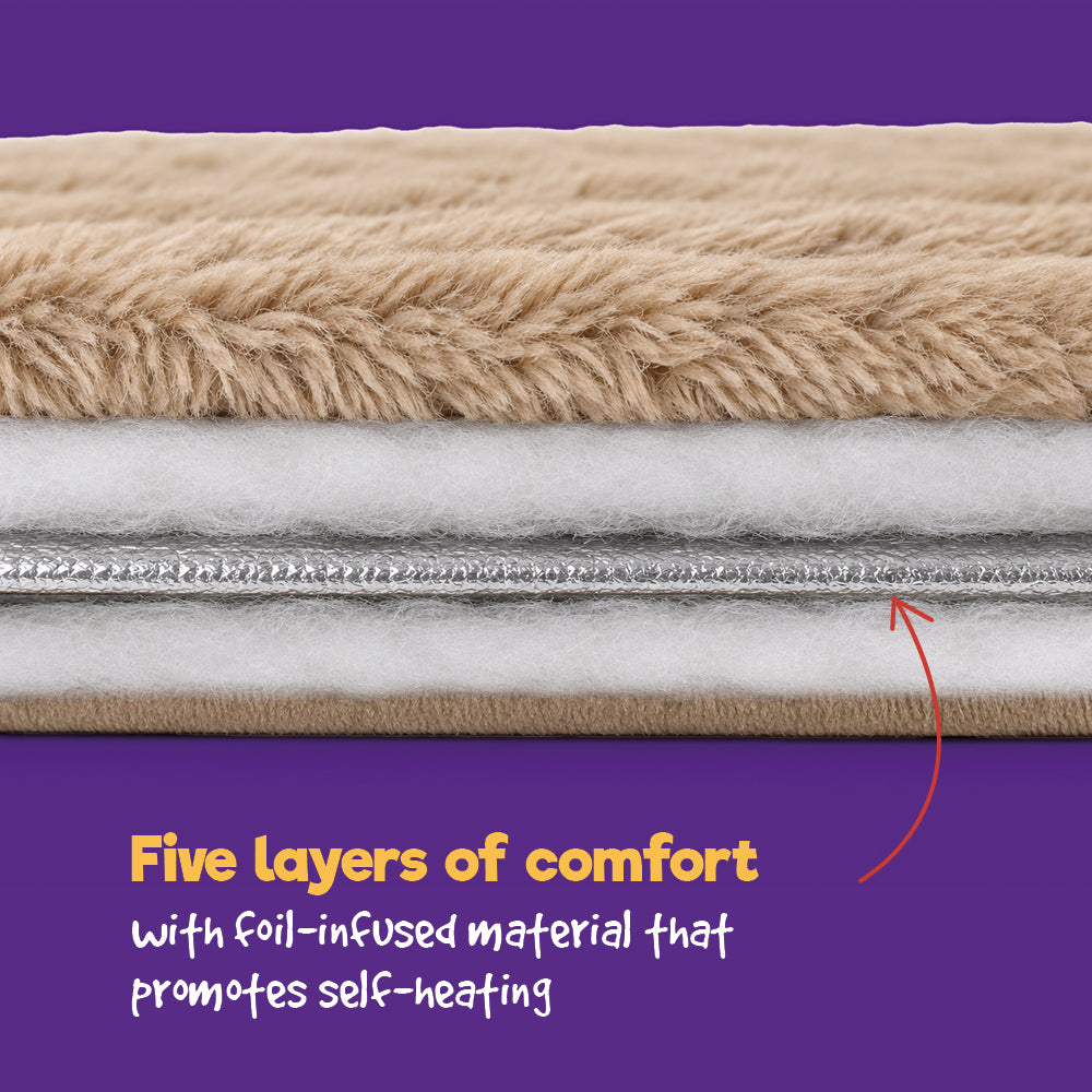 Petlicity 3 In 1 Self Heating Pet Bed Mat With Striped Faux Fur