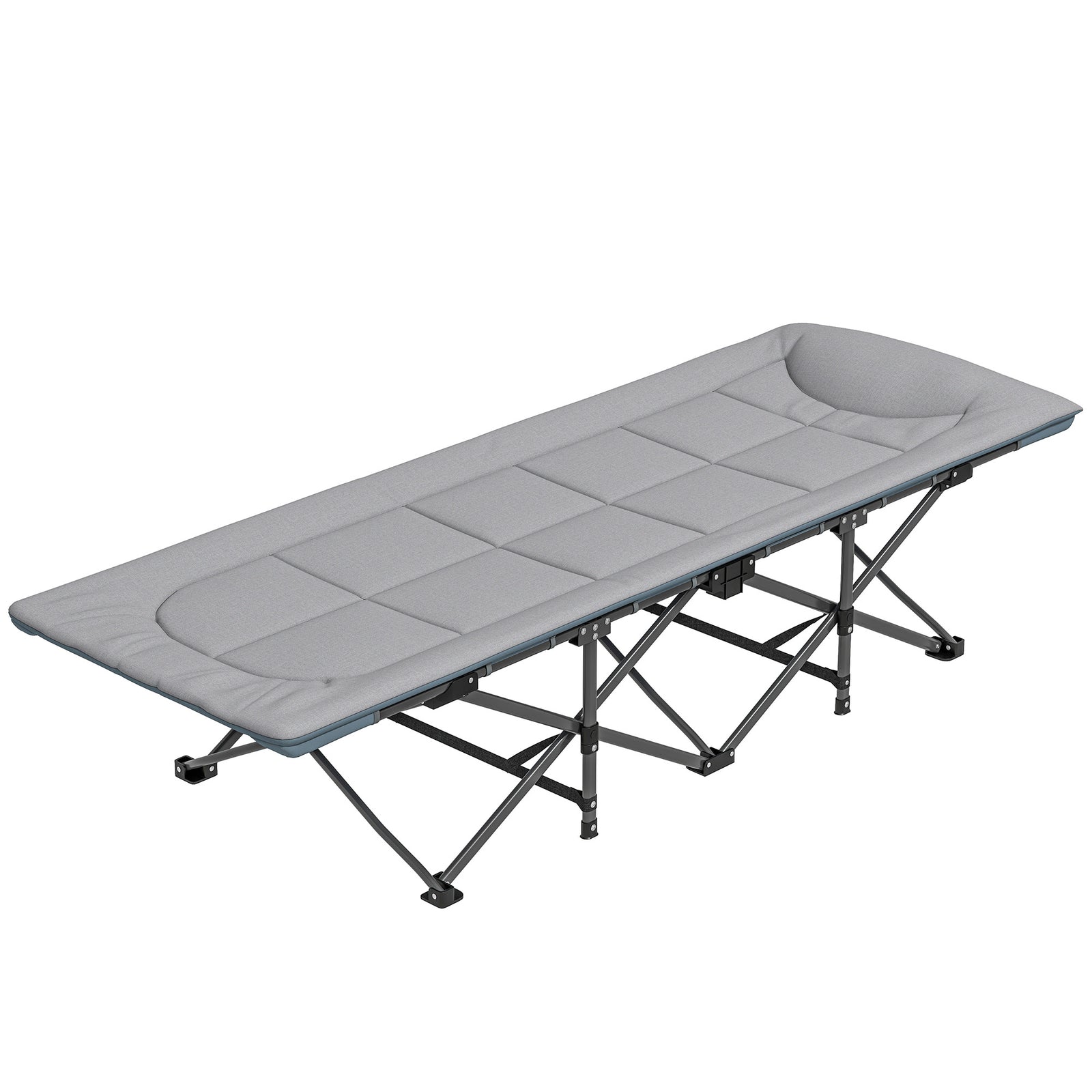 Folding Camping Bed With Cushion | Gray