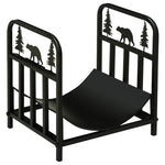 Curved Log Rack W/ Handles, Black
