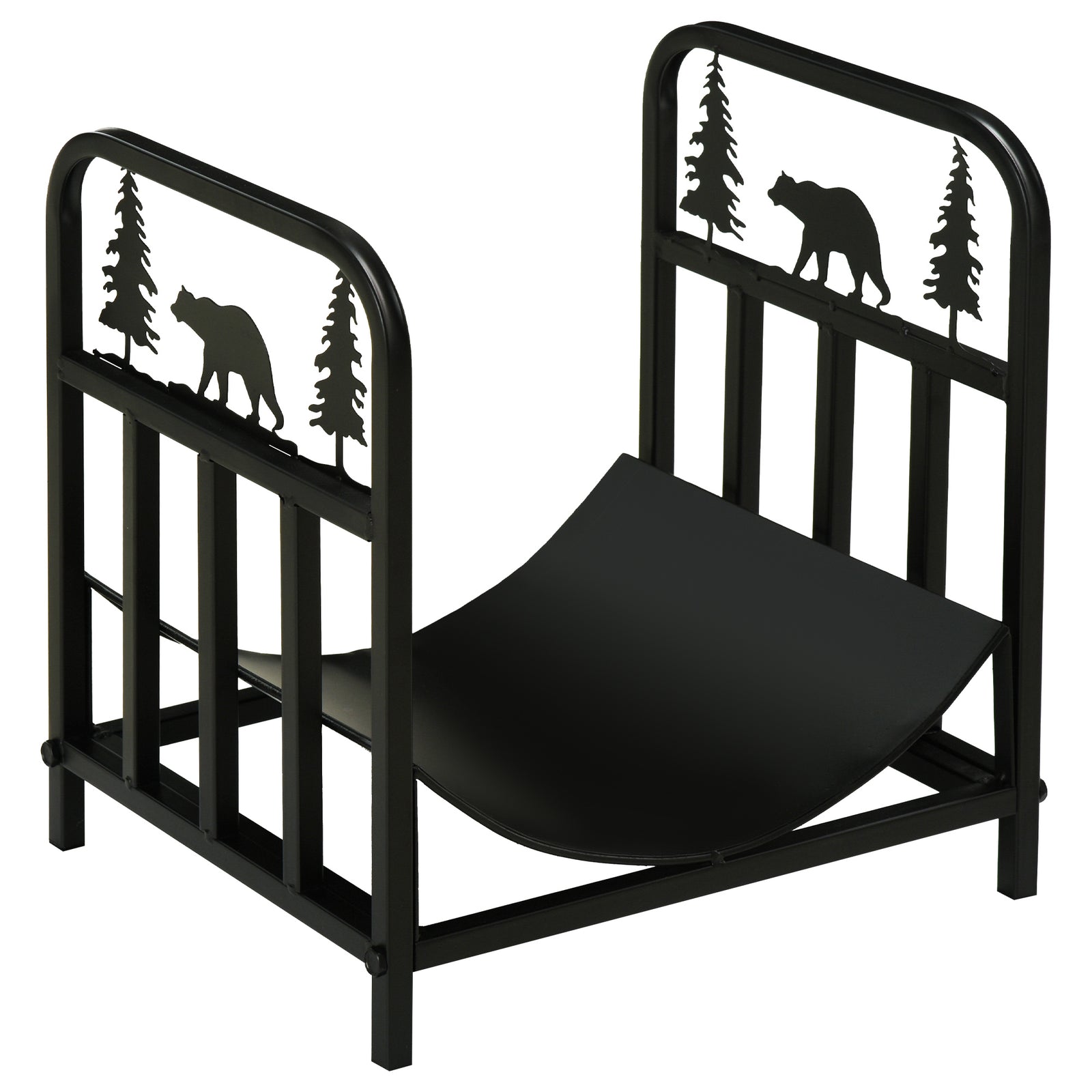 Curved Log Rack W/ Handles, Black