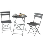 Folding Bistro Set With Round Garden Table And Chairs | Grey