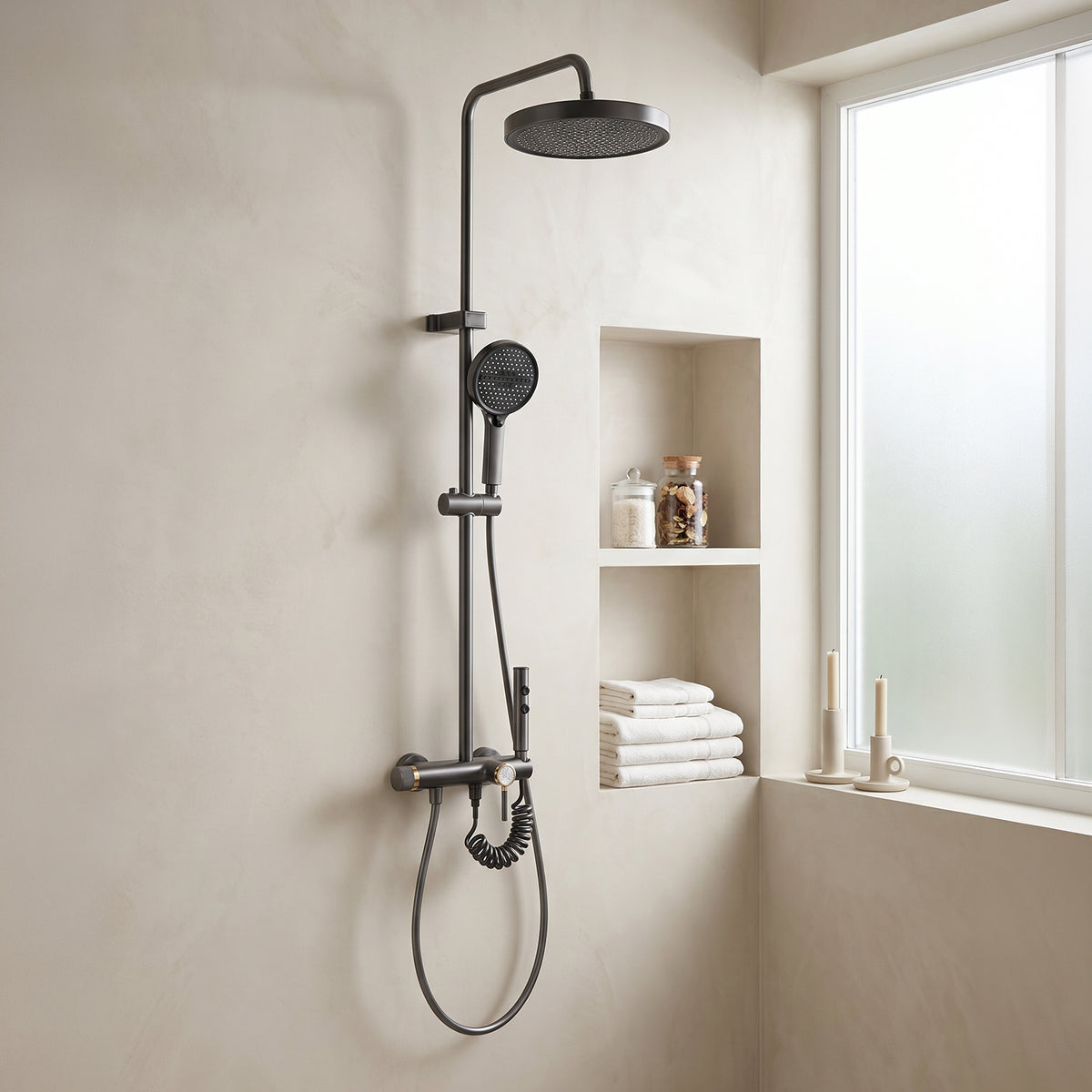 Breeins Wall-mount Bathroom Shower System Set With Bidet