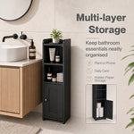 Bathroom Cabinet Slim Corner Storage Adjustable Shelves Pb Mdf | Black